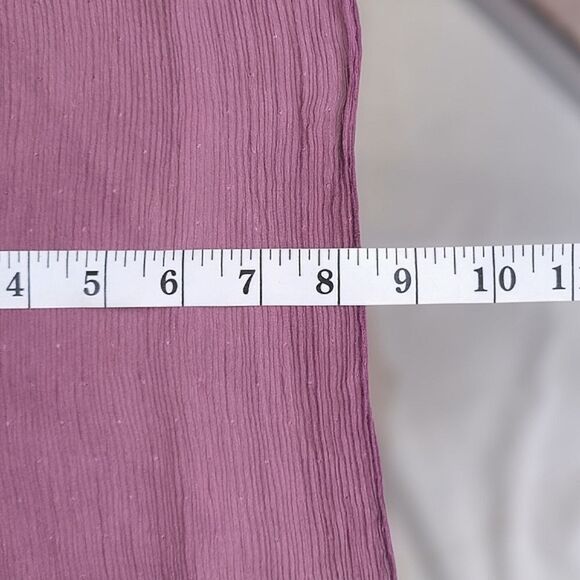Vtg lilac sheer silk chiffon crepon patterned end slim scarf - Picture 12 of 13